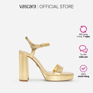 Vascara Giày Leather Platform Sandal Metallic Gót Trụ - SDN 0726