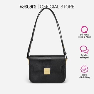 Vascara túi đeo chéo vân da kỳ đà nắp gập khóa vuông - sho 0206