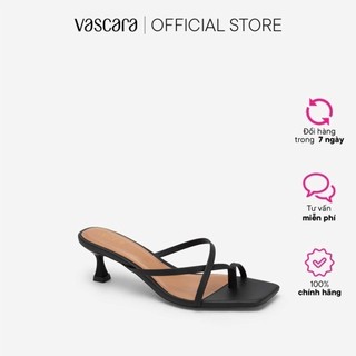 Vascara guốc mũi vuông quai mảnh đan chéo spool heel - gnn 0171