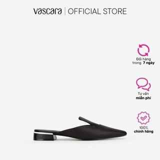 Vascara Giày Mule Bít Mũi Vuông Gót Trụ Viền Metallic - DXP 0170