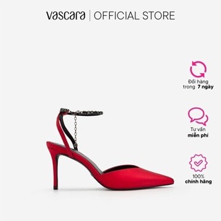 Vascara Giày Ankle Strap Satin Quai Đính Đá Phối Xích - BMN 0522