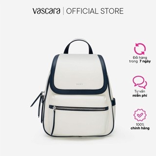 Vascara Balo Nắp Gập Màu Trắng Nhiều Ngăn Phối Viền - BAC 0160
