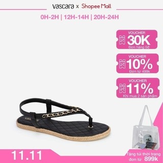 Vascara sandal quai phối xích đế chần bông viền cói - sdk 0319 - màu vàng
