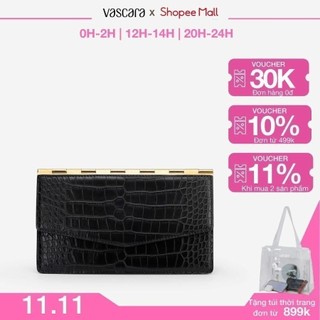 Vascara Ví Dự Tiệc Nắp Gập Vân Da Cá Sấu Dáng Dài CLU 0089