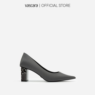 Vascara giày bít mũi nhọn gót vuông phối vân da rắn bmn 0481