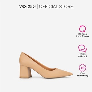 Vascara Giày Bít Mũi Nhọn Gót Trụ Phối Viền Metallic - BMN 0511