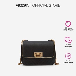 Vascara túi may chỉ nổi herringbone nắp gập viền metallic - sho 0178