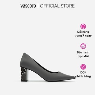 Vascara Giày Bít Mũi Nhọn Gót Vuông Phối Vân Da Rắn - BMN 0481