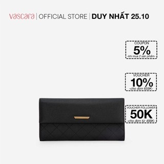 Vascara Ví Cầm Tay Nắp Gập Caro Chỉ Nổi CLU 0092