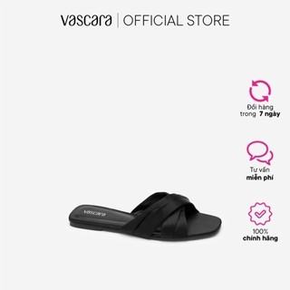 Vascara Dép Đế Bệt Quai Đan Chéo Xếp Ly DXP 0162 Đen