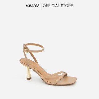 Vascara Giày Sandal Ankle Strap Gót Trụ Metallic SDN 0694 Be