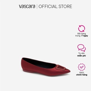 Vascara Giày Mũi Nhọn Satin Trang Trí Khóa Cài Trapezium GBB 0420 Đỏ Đậm