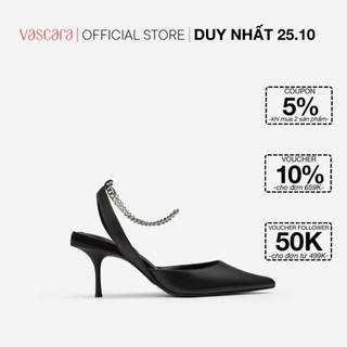 Vascara Giày Ankle Strap Mũi Nhọn Quai Kim Loại BMN 0495 Đen