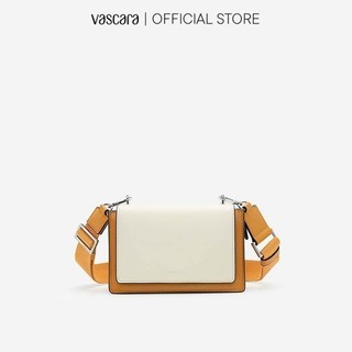 Vascara Túi Hộp Phối Nắp Trắng Dây Fabric SHO 0173 Vàng Đậm