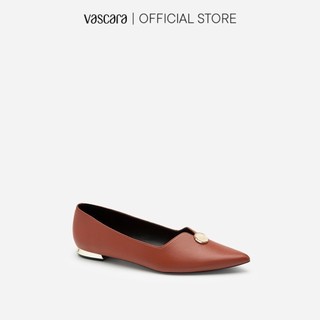 Vascara Giày Bít Mũi Nhọn Cut - Out Đính Đá Marble BMN 0482 Cam Đậm