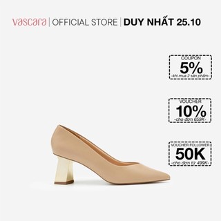 Vascara Giày Bít Mũi Nhọn Gót Đa Giác Metallic BMN 0478 Đen