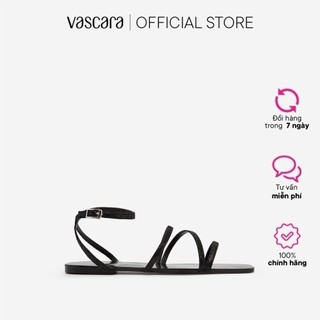 Vascara Giày Sandal Ankle Đế Bệt Mũi Vuông Vân Da Kỳ Đà SDK 0317 Cầu Vồng