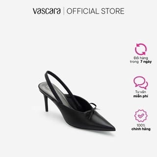 Vascara Giày Slingback Mũi Nhọn Đính Nơ Thanh Lịch BMN 0460 Đen