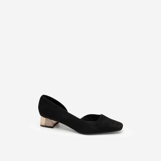Vascara Giày Bít Mũi Cut - Out Da  Gót Trụ Metallic BMN 0484 Đen