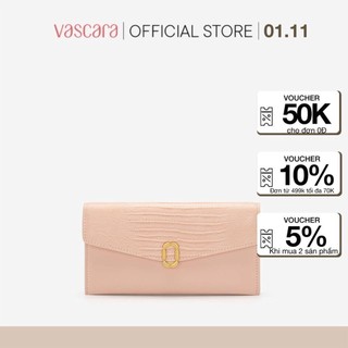 Vascara Ví Dự Tiệc Envelope Vân Cá Sấu Khóa Cài Metallic WAL 0208 Hồng Nhạt