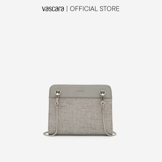 Vascara Túi Đeo Chéo Phối Vải Burlap Quai Kim Loại SHO 0170 Xám