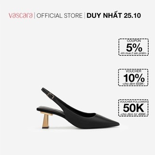 Vascara Giày Slingback Mũi Nhọn Gót Trụ Metallic BMN 0480 Đen