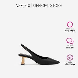 Vascara Giày Slingback Mũi Nhọn Gót Trụ Metallic BMN 0480 Trắng