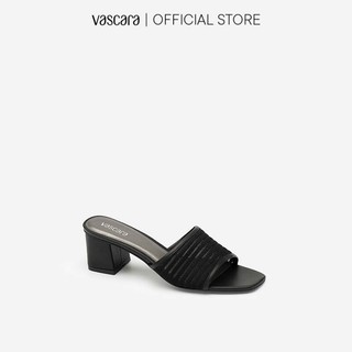 Vascara Guốc Quai Ngang Phối Lưới Đan Layer GNN 0157 Đen