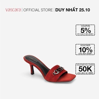 Vascara Guốc Nhọn Mũi Vuông Quai Phối Mắt Xích GNN 0160 Đỏ Đậm