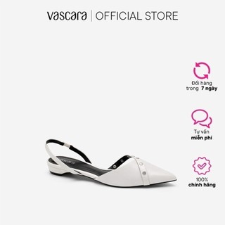 Vascara Giày Slingback Vân Da Rắn Đính Đinh Tán BMN 0476 Trắng