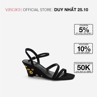 Vascara Giày Đế Xuồng Quai Mảnh Gót Thêu Hoa Cúc - SDX 0424