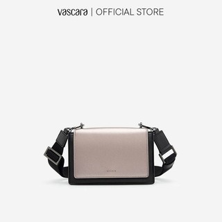 Vascara Túi Hộp Phối Nắp Trắng Dây Fabric SHO 0173 Đen