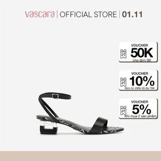 Vascara Giày Sandal Gót Hình Khối Đa Giác Phối Da Rắn SDN 0685 Hồng Đậm