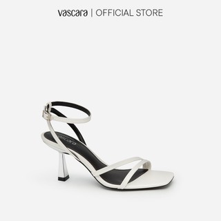 Vascara Giày Sandal Ankle Strap Gót Trụ Metallic SDN 0694 Trắng