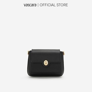 Vascara Túi Đeo Chéo Nắp Gập Khóa Cài Oval SHO 0167 Đen