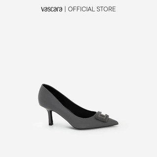 Vascara Giày Bít Mũi Nhọn Đính Khóa Layer BMN 0452 Xám