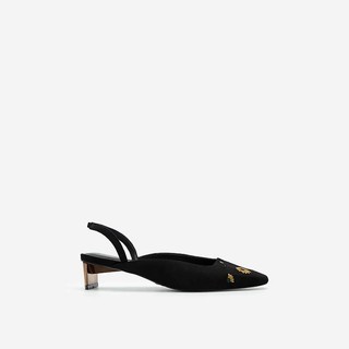 Vascara Giày Slingback Thêu Hoa Cúc BMN 0453 Đen