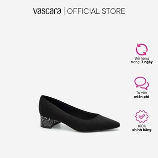 Vascara Giày Bít Gót Trụ Trang Trí Vân Da Rắn BMN 0461 Xám