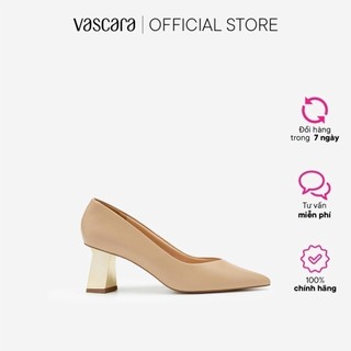 Vascara Giày Bít Mũi Nhọn Gót Đa Giác Metallic BMN 0478 Be