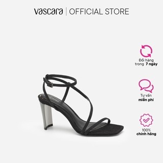 Vascara Giày Sandal Quai Mảnh Phối Kim Tuyến Metallic SDN 0689 Đen