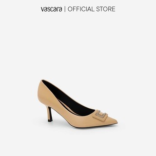 Vascara Giày Bít Mũi Nhọn Đính Khóa Layer BMN 0452 Be