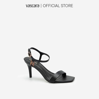 Vascara Giày Ankle Strap Mũi Vuông Quai Kim Loại SDN 0677 Đen