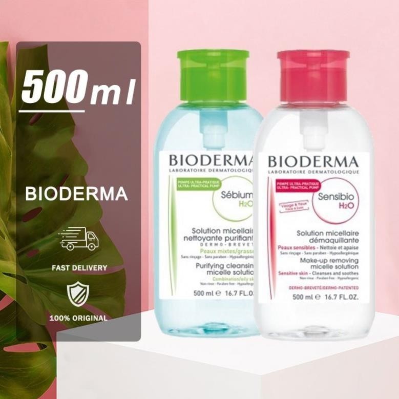 Nước tẩy trang bioderma 500ml dành cho mọi loại da chính hãng [Sạch Sâu Cho Da Dầu, Da Nhạy Cảm, Giảm Mụn] | BigBuy360 - bigbuy360.vn