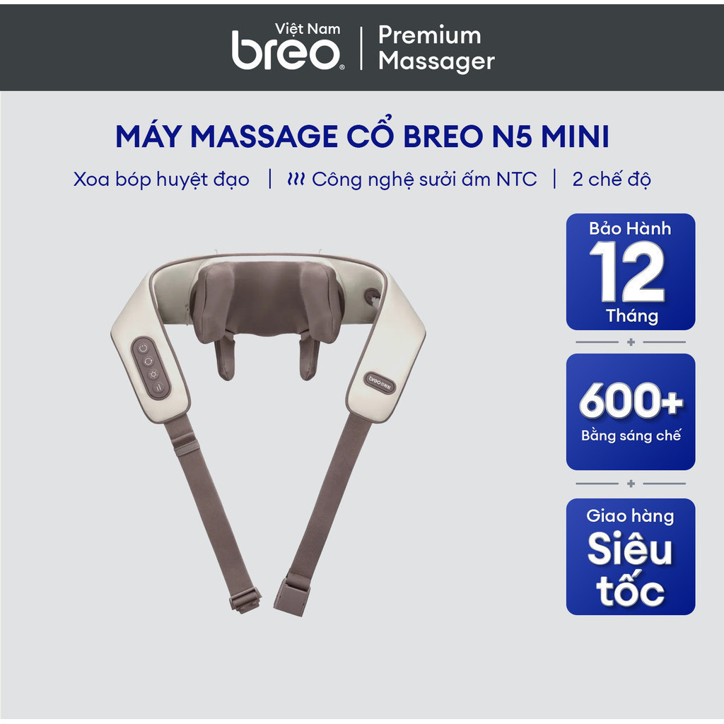 Máy Massage cổ BREO N5 Mini | Giảm đau nhức | Xoa bóp huyệt đạo theo phương pháp cổ xưa | Bảo Hành 12 Tháng.