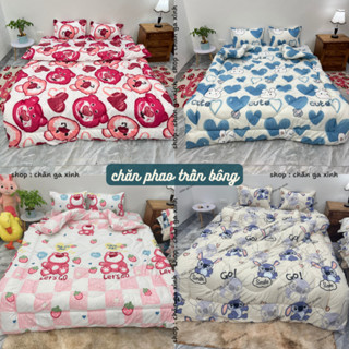 Bộ chăn phao và ga trải giường 5 món cotton poly chăn mền trần bông dày loại 1