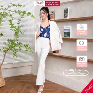 Áo 2 dây lụa Pháp VINGO sang chảnh mặc trong Vest Blazer kiểu dáng basic phong cách Hàn Quốc màu xanh lá hồng AN402 VNGO