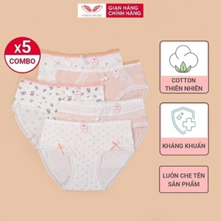 Combo 5 quần lót nữ cotton co giãn 4 chiều VINGO hoạ tiết trẻ trung nhẹ nhàng đáy 2 lớp kháng khuẩn an toàn CB36 VNGO