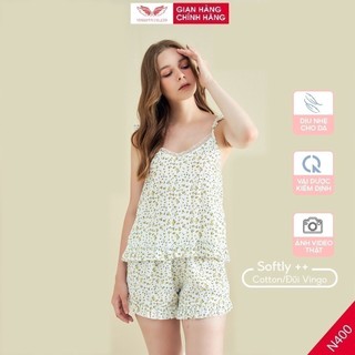 Bộ đồ ngủ nữ hai dây pijama mặc nhà tơ đũi mùa hè VINGO hoa nhí dễ thương N400 VNGO