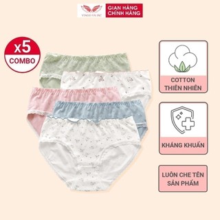 Combo 5 quần lót nữ cotton thiên nhiên co giãn 4 chiều VINGO đáy 2 lớp cotton tinh khiết kháng khuẩn an toàn CB43 VNGO
