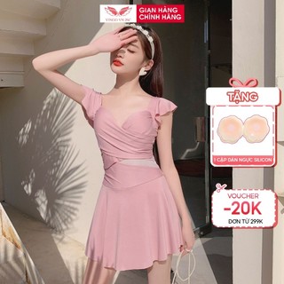 Set đồ bơi bikini nữ 1 mảnh liền thân đi biển kín đáo VINGO B214 VNGO